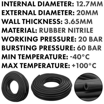 12.7 mm Braided Rubber Fuel & Oil Hose – SAE J30 R6 Compliant