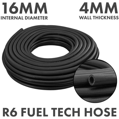 16 mm Braided Rubber Fuel & Oil Hose – SAE J30 R6 Compliant