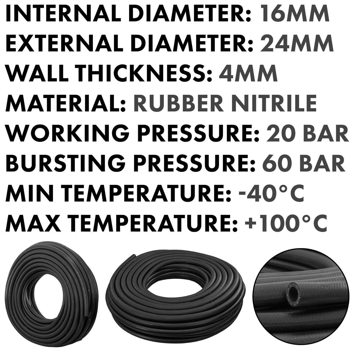 16 mm Braided Rubber Fuel & Oil Hose – SAE J30 R6 Compliant