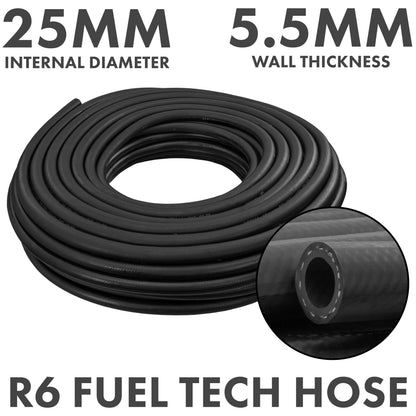 25 mm Braided Rubber Fuel & Oil Hose – SAE J30 R6 Compliant
