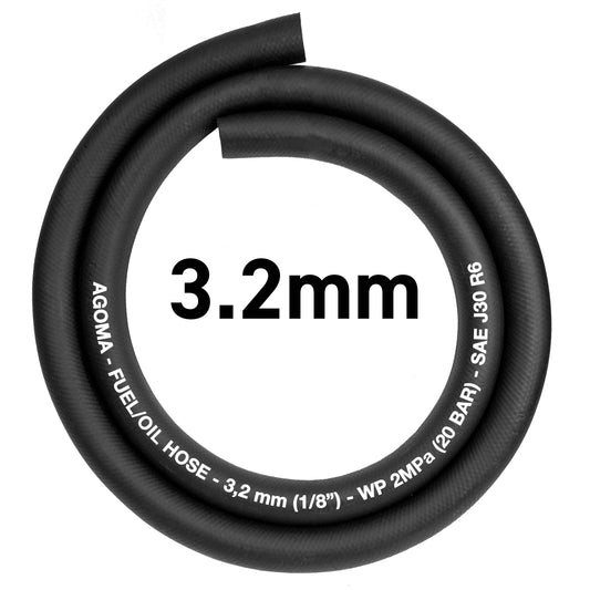 3.2 mm Braided Rubber Fuel & Oil Hose – SAE J30 R6 Compliant