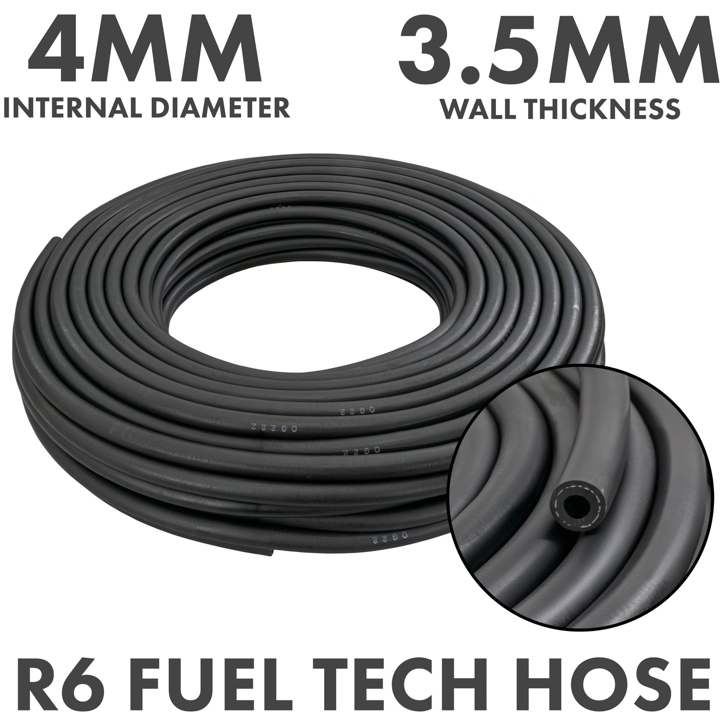 4 mm Braided Rubber Fuel & Oil Hose – SAE J30 R6 Compliant
