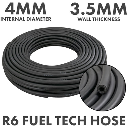 4 mm Braided Rubber Fuel & Oil Hose – SAE J30 R6 Compliant