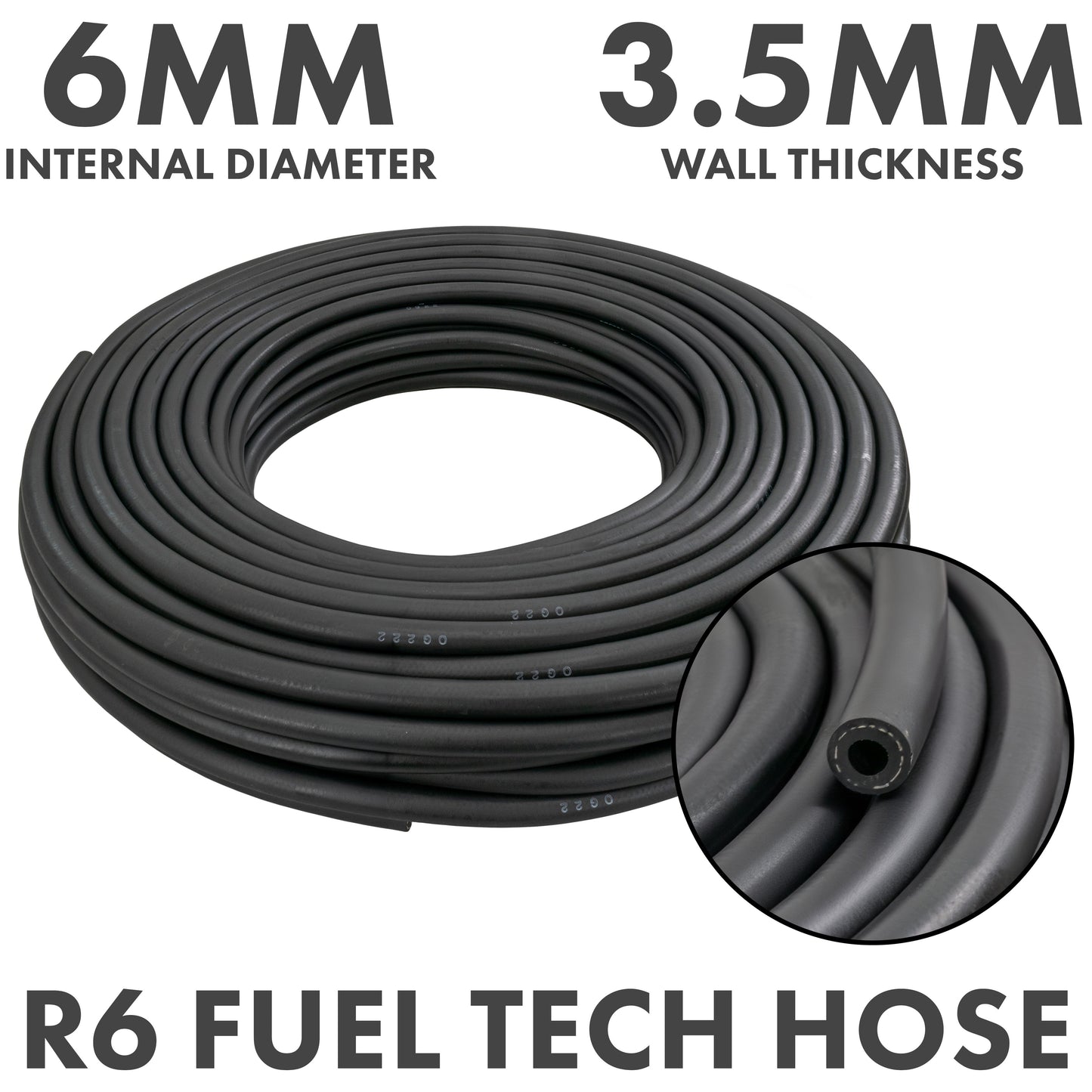 6 mm Braided Rubber Fuel & Oil Hose – SAE J30 R6 Compliant