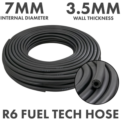 7 mm Braided Rubber Fuel & Oil Hose – SAE J30 R6 Compliant