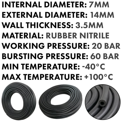 7 mm Braided Rubber Fuel & Oil Hose – SAE J30 R6 Compliant