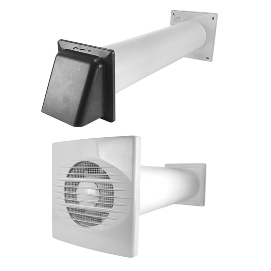 RICO Bathroom Fan Kit with Timer & Humidistat and Graphite External Wall Vent