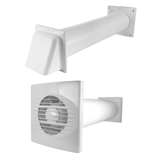RICO Bathroom Fan Kit with Timer & Humidistat and White External Wall Vent