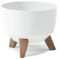 Roma 240mm White Bowl Plant Pot with Legs, Insert & Drain Hole with Plug