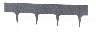 Grey Plastic Palisade Lawn Border with Rattan Texture 2.4m