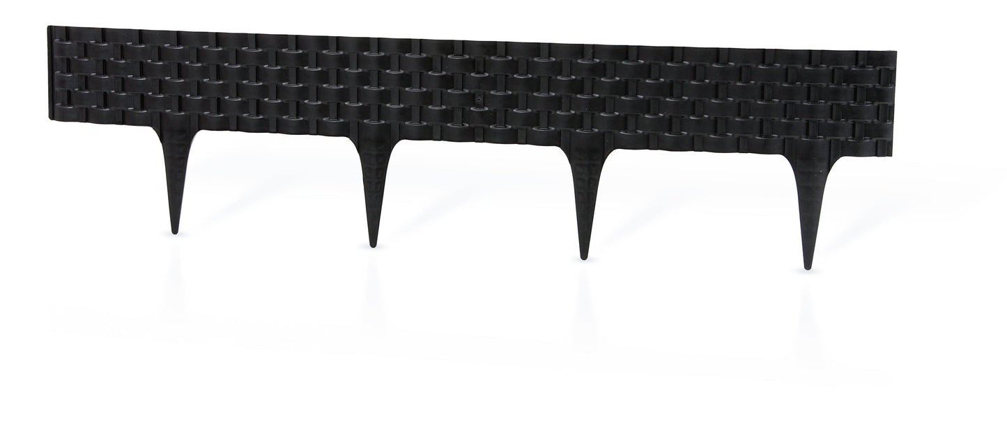 Black Plastic Palisade Lawn Border with Rattan Texture 2.4m
