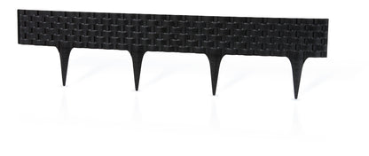 Black Plastic Palisade Lawn Border with Rattan Texture 2.4m