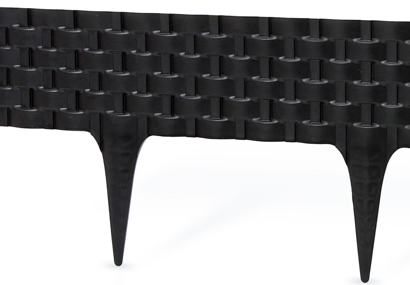 Black Plastic Palisade Lawn Border with Rattan Texture 2.4m