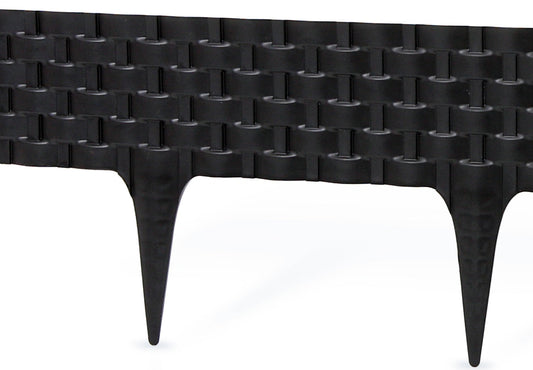 Black Plastic Palisade Lawn Border with Rattan Texture 2.4m