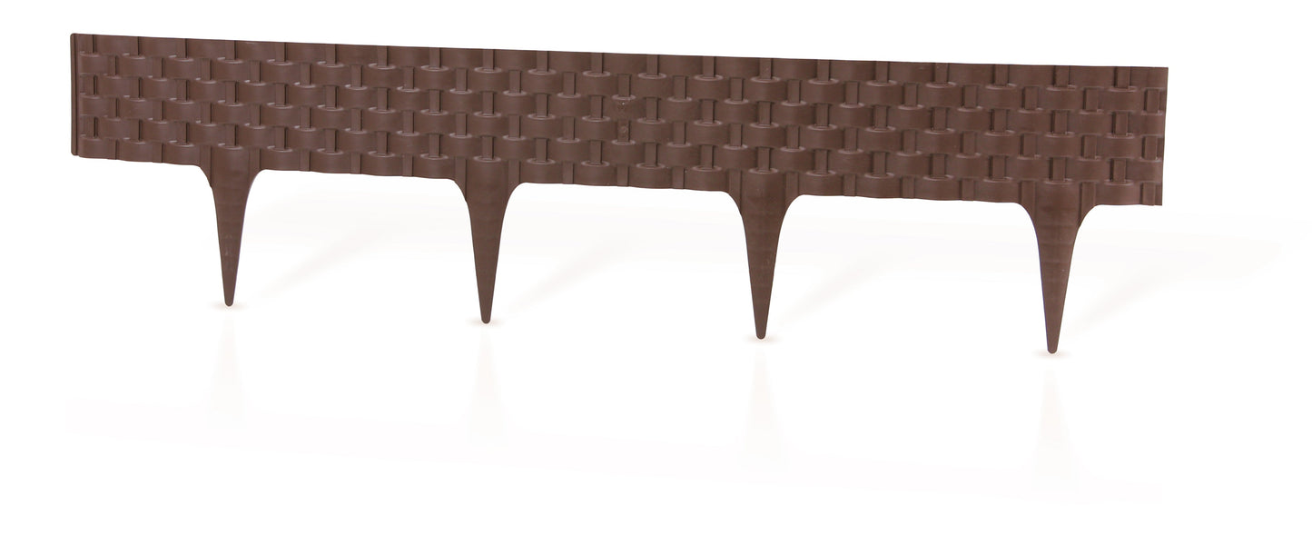 Brown Plastic Palisade Lawn Border with Rattan Texture 2.4m
