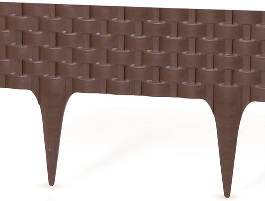 Brown Plastic Palisade Lawn Border with Rattan Texture 2.4m