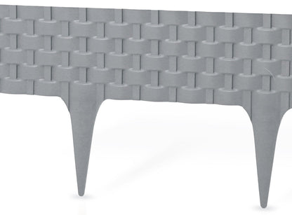 Grey Plastic Palisade Lawn Border with Rattan Texture 2.4m