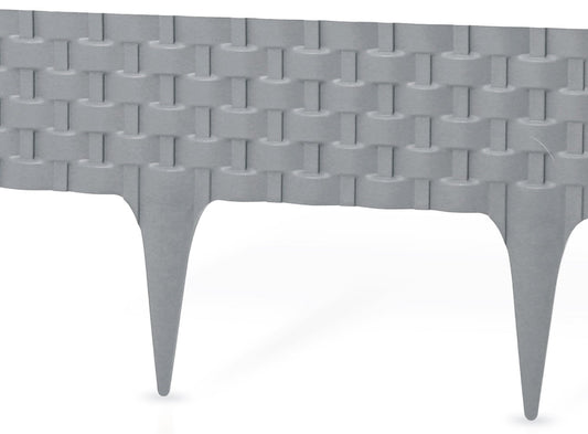 Grey Plastic Palisade Lawn Border with Rattan Texture 2.4m