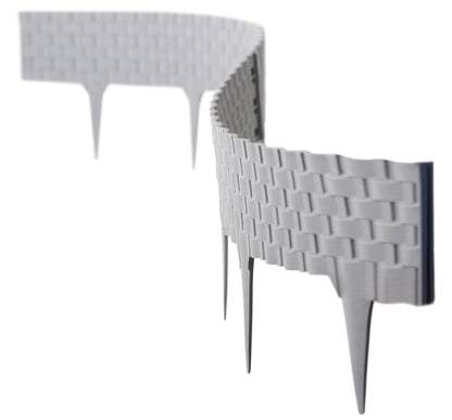 Black Plastic Palisade Lawn Border with Rattan Texture 2.4m