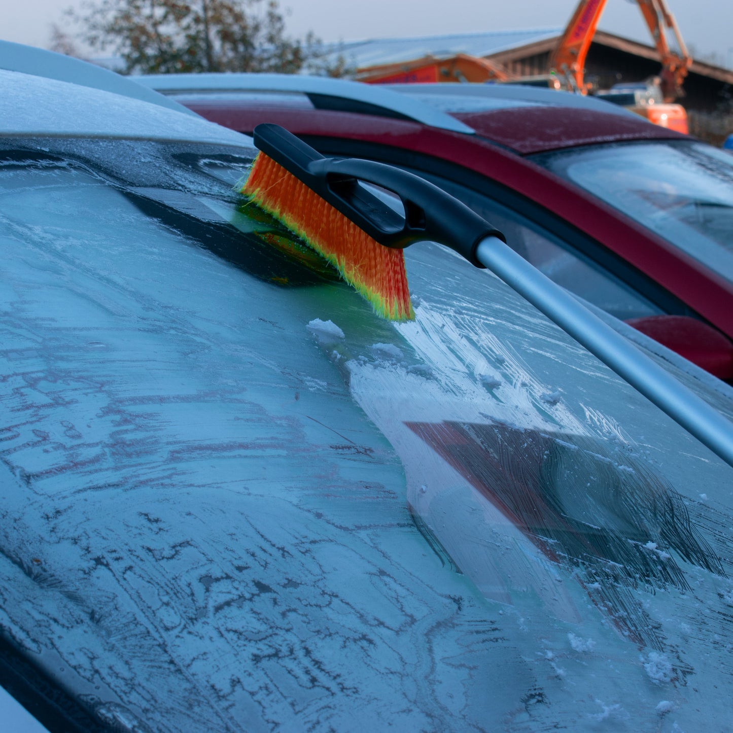 Orange Extendable Snow Brush with Ice Scraper