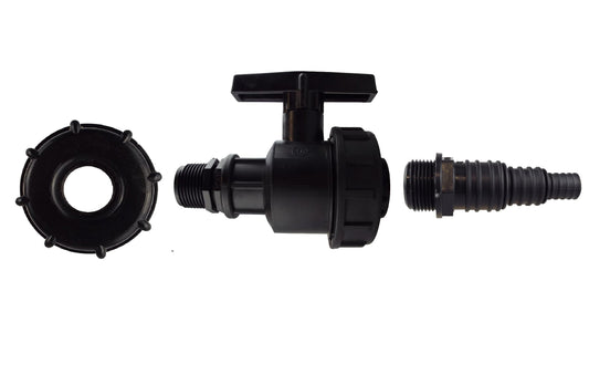 IBC 2" S60X6 Lid with Large Plastic Tap and Multi-Size Pond Hose Barb (13/20/25mm)