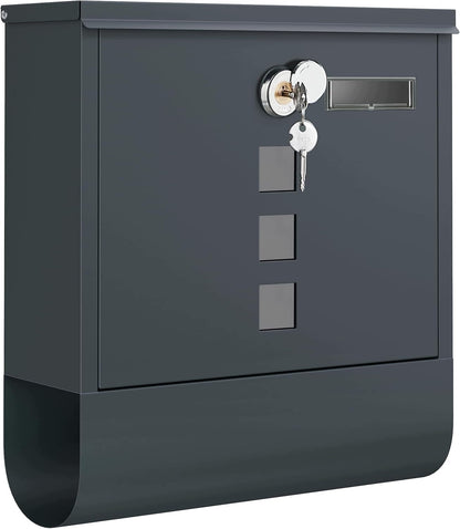 Wall Mounted Post Box Lockable A4 Letterbox Newspaper Holder Anthracite