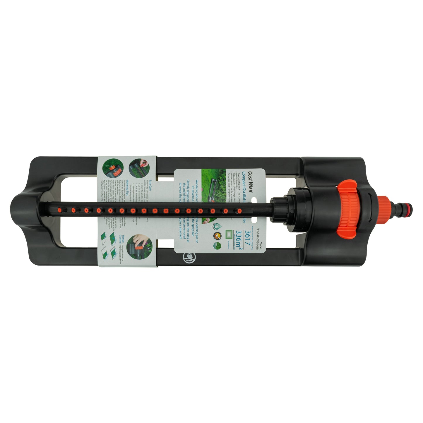 Cost Wise Oscillating Sprinkler, Black/Orange Finish