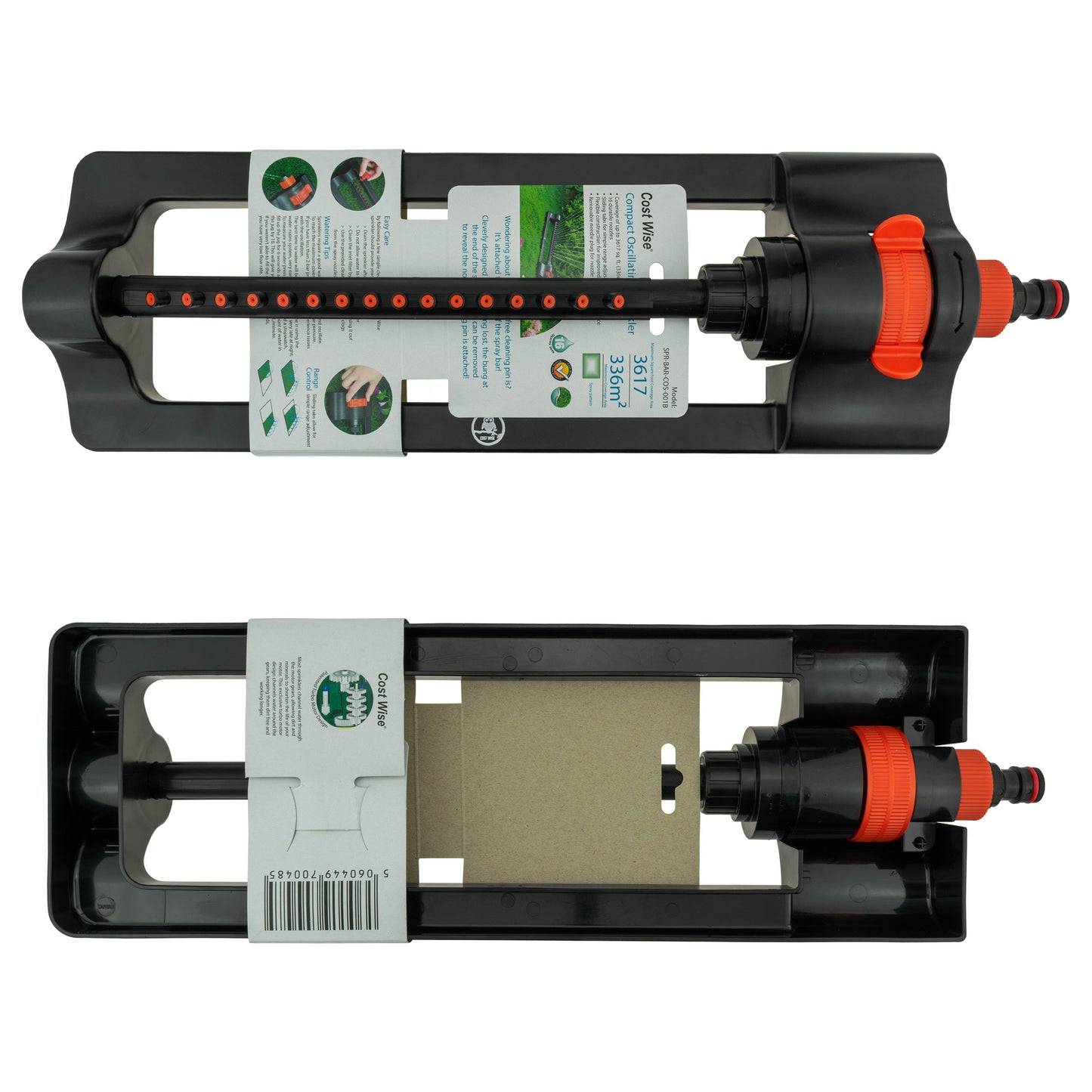 Cost Wise Oscillating Sprinkler, Black/Orange Finish