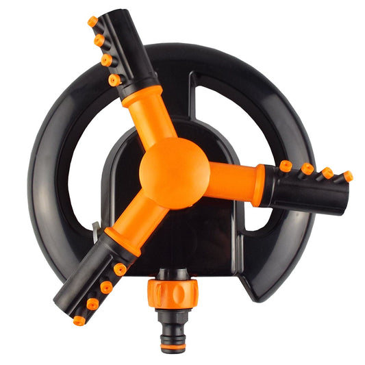 Bradas 3-Arm Rotating Garden Sprinkler – Black & Orange Line