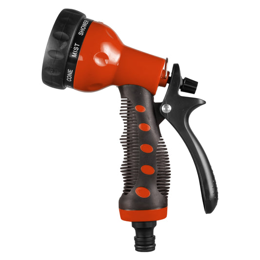 Cost Wise Hose Gun Water Sprayer with Adjustable 8-Pattern Nozzle, Orange