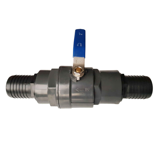 Female Polypropylene Stopcock with Stainless Steel Ball Valve and Barb Fittings