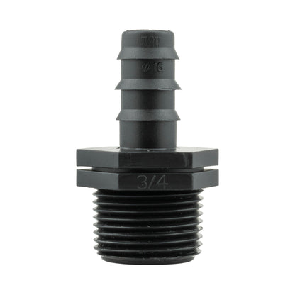 16mm Barbed Connector with 3/4" BSPF Quick-Connect Valve & Soft Black Hose Fitting