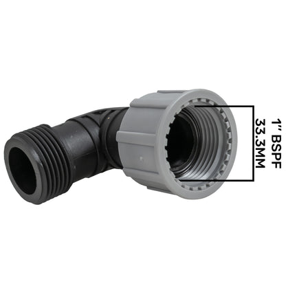 1" BSP Swivel Elbow Connector – Male x Female