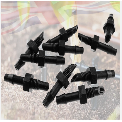 20pcs Antelco Micro Irrigation Adaptors – 4mm Barb x Thread Fittings