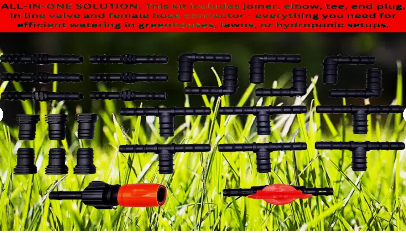 26-Piece Irrigation Kit for 13mm/16mm Hoses – Easy & Efficient Watering!