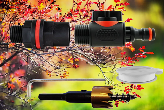 3/4" Water Butt Kit with In-Line Valve,PTFE Tape & Drill Bit – Fast Setup!