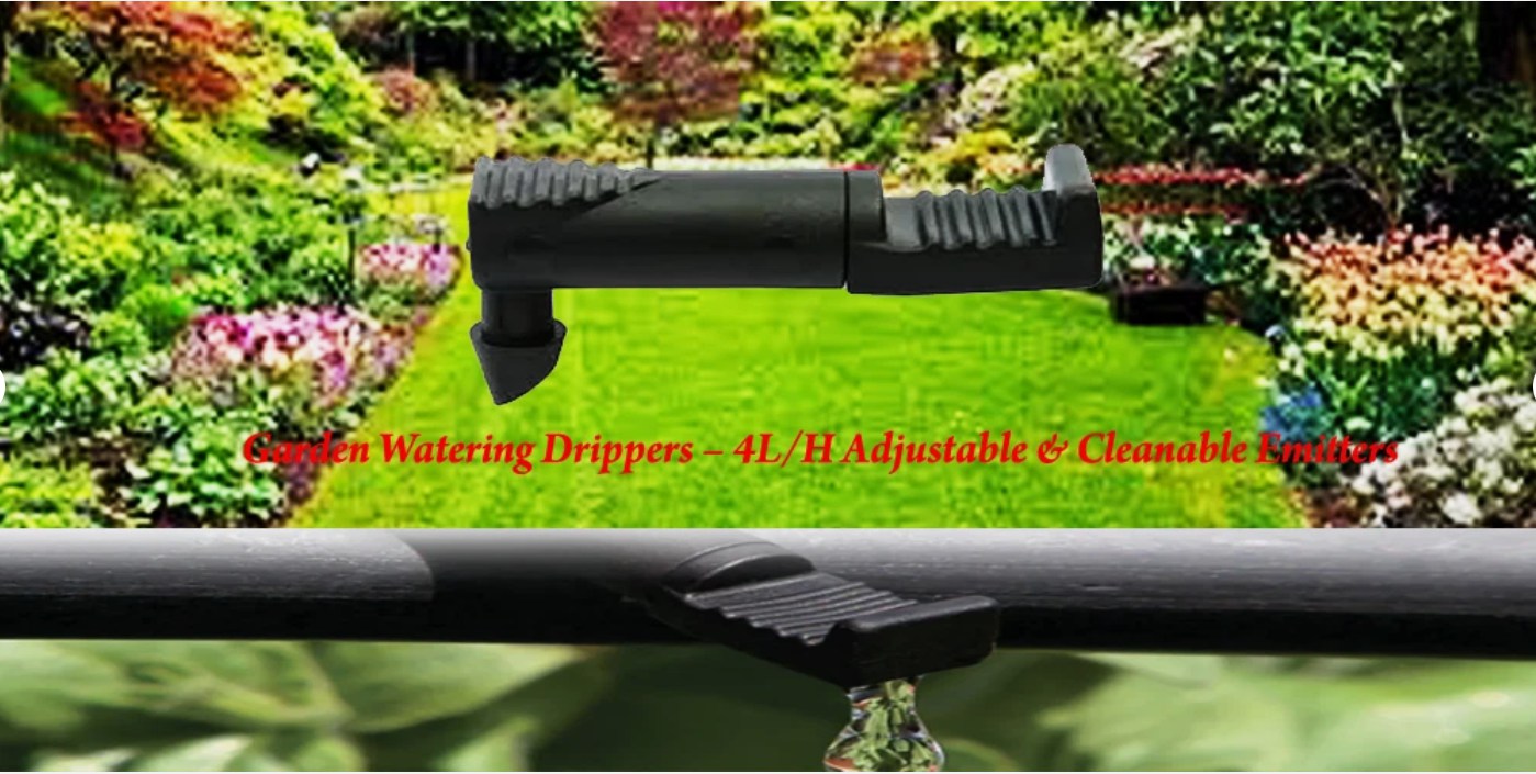50x Garden Watering Drippers – 4L/H Adjustable & Cleanable Emitters