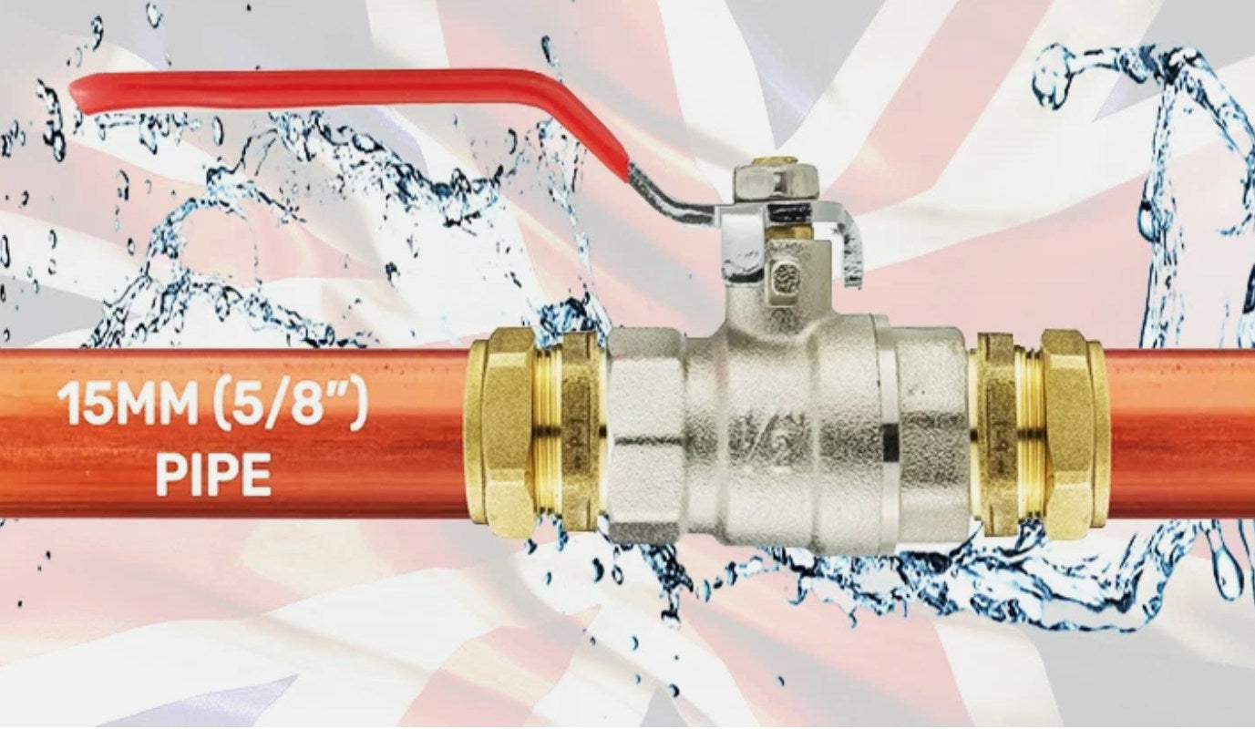 Brass Lever Ball Valve – 15mm Compression On/Off Tap for Plumbing & Water Flow
