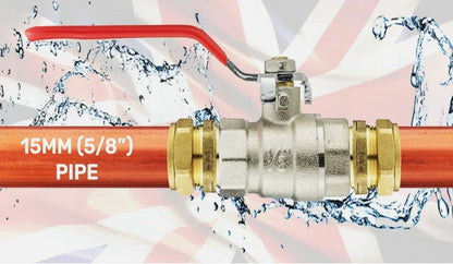 Brass Lever Ball Valve – 15mm Compression On/Off Tap for Plumbing & Water Flow