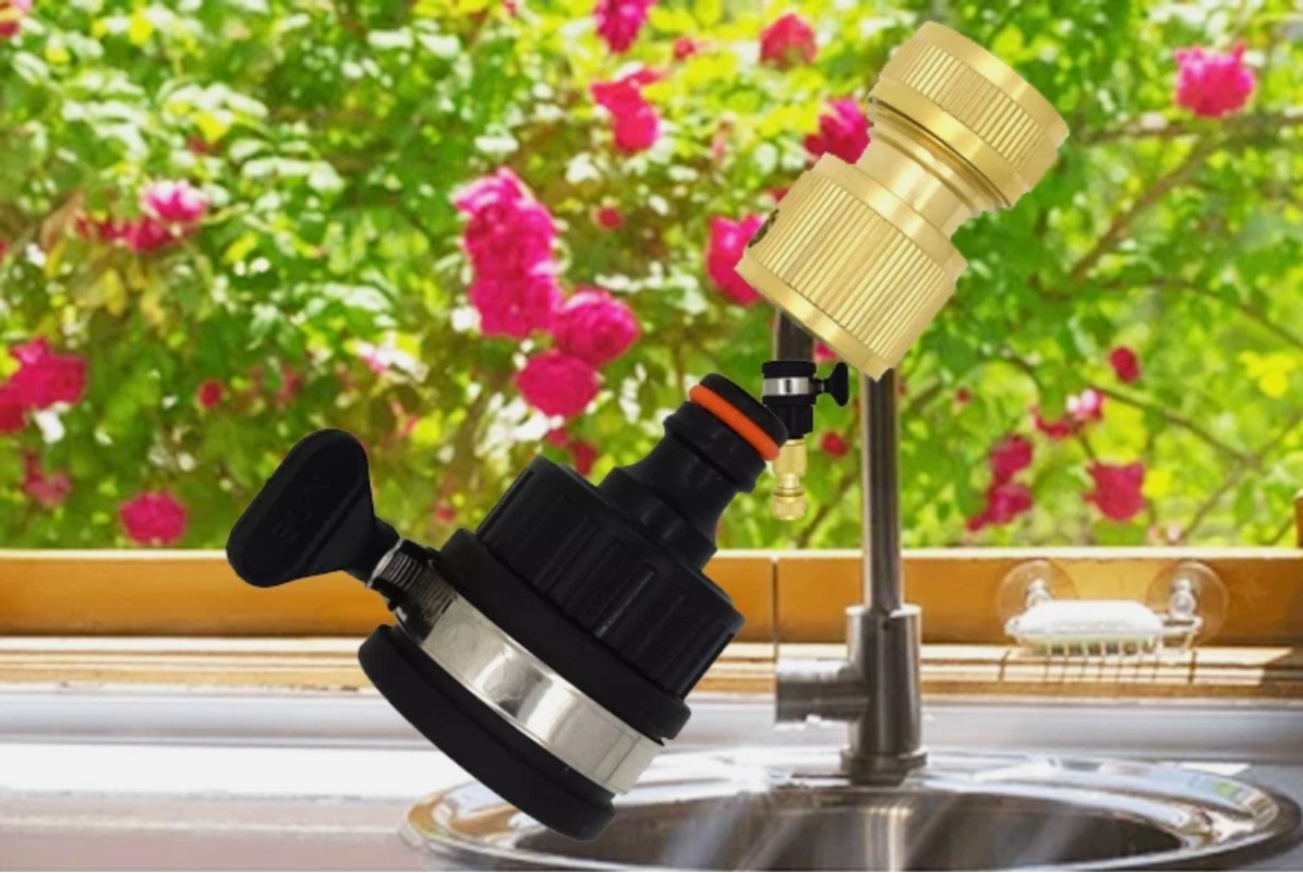 Easy Install Universal Tap to Hose Connector Kit - Brass Fitting for 22-24mm Tap