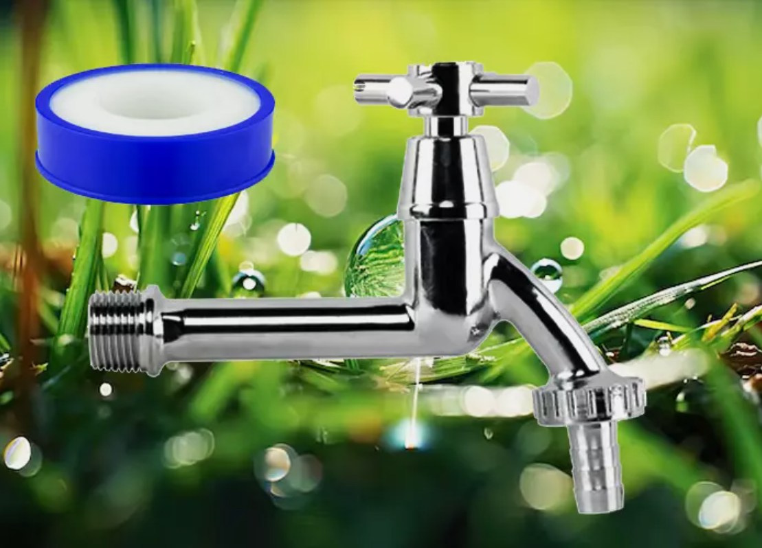 Elegant Cross Bib Chrome Tap – Brass Extended Design with PTFE Tape