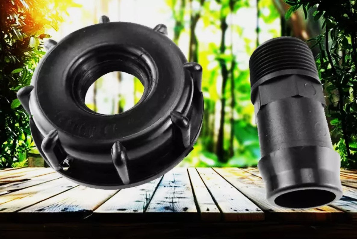IBC Adapter – S60x6 Coarse Thread to 1" Barb for Water Tank Outlet Connection