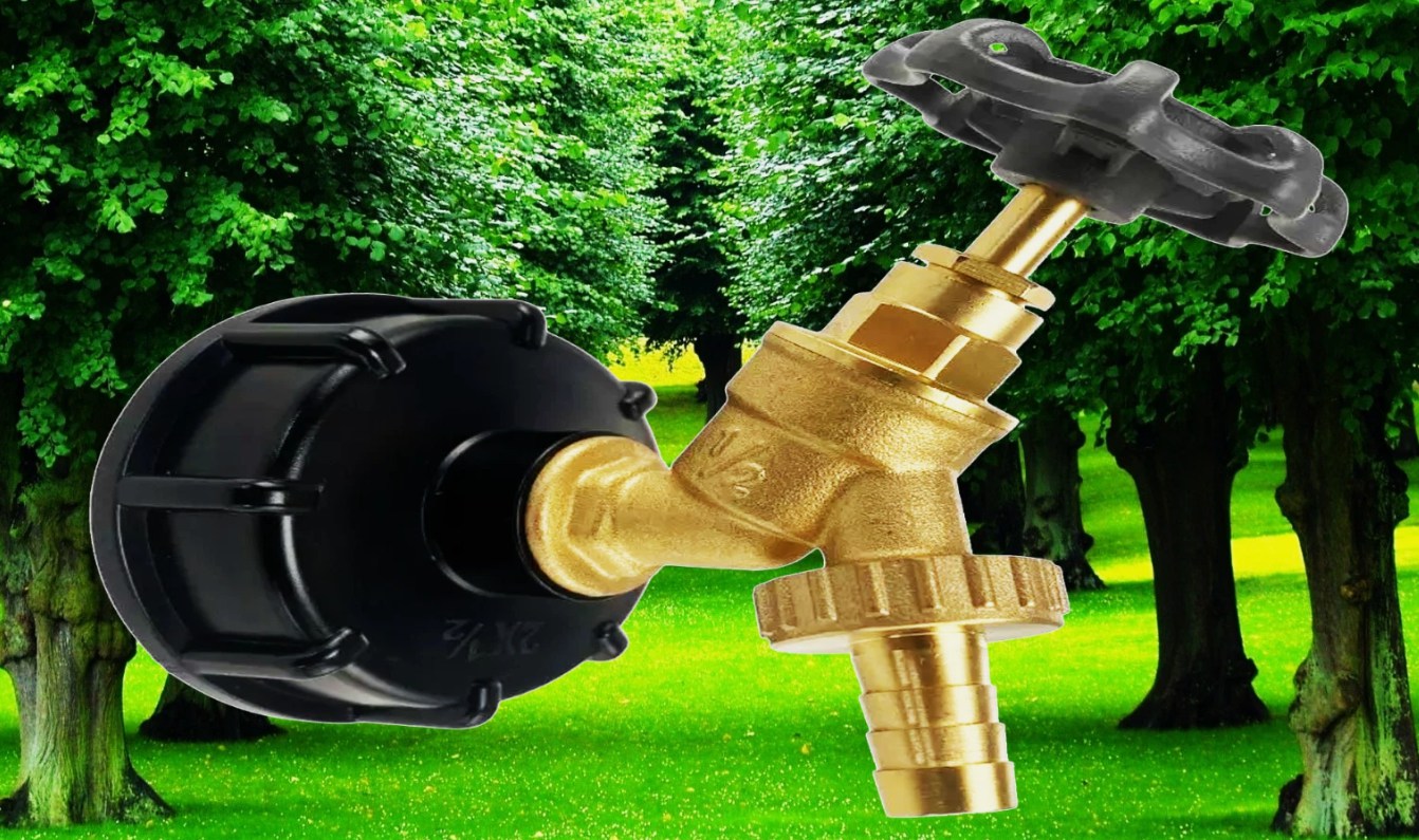 IBC Storage Tank S60X6 (2") Outlet Cap with Brass Tap and Barb Connector