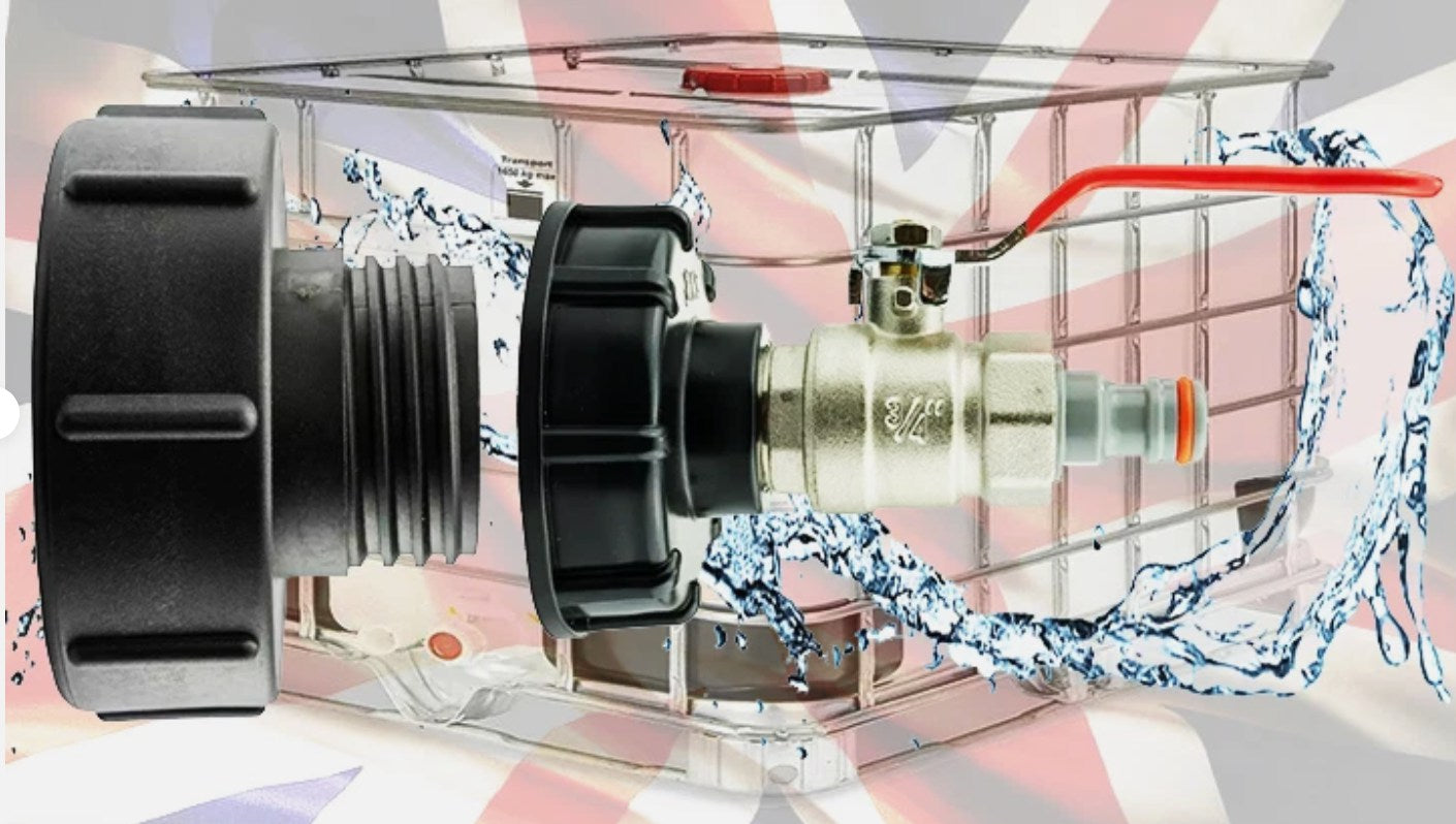 IBC Tank Lid S100X8 with Integrated Lever Valve & Quick Connect Hose Fitting