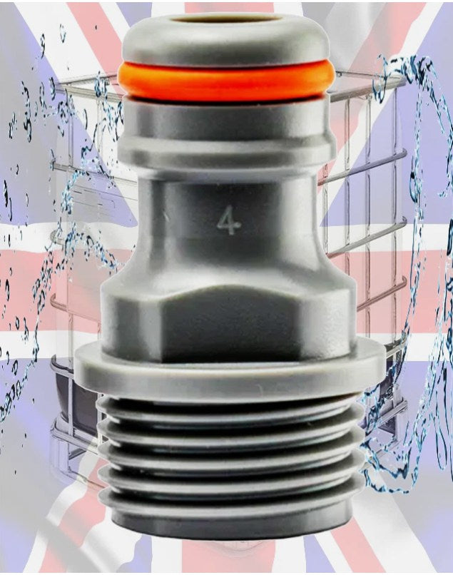 IBC Tank Lid S100X8 with Integrated Lever Valve & Quick Connect Hose Fitting