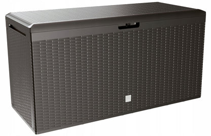 290L Outdoor Garden Storage Box Lockable Cushion Chest Rattan Effect Umbra Brown