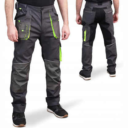 CLASSIC Mens Work Trousers Stretch Slim Fit Reinforced Cargo Pants - Grey Green