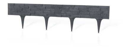 Grey Plastic Palisade Lawn Border with Slate Texture 2.38m