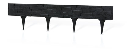 Black Plastic Palisade Lawn Border with Slate Texture 2.38m