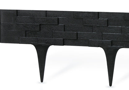 Black Plastic Palisade Lawn Border with Slate Texture 2.38m